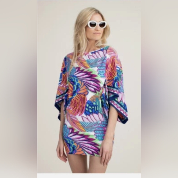 Trina Turk Paradise Plume Tunic SWIMSUIT Cover Up Dress Top Size XL - Picture 1 of 6